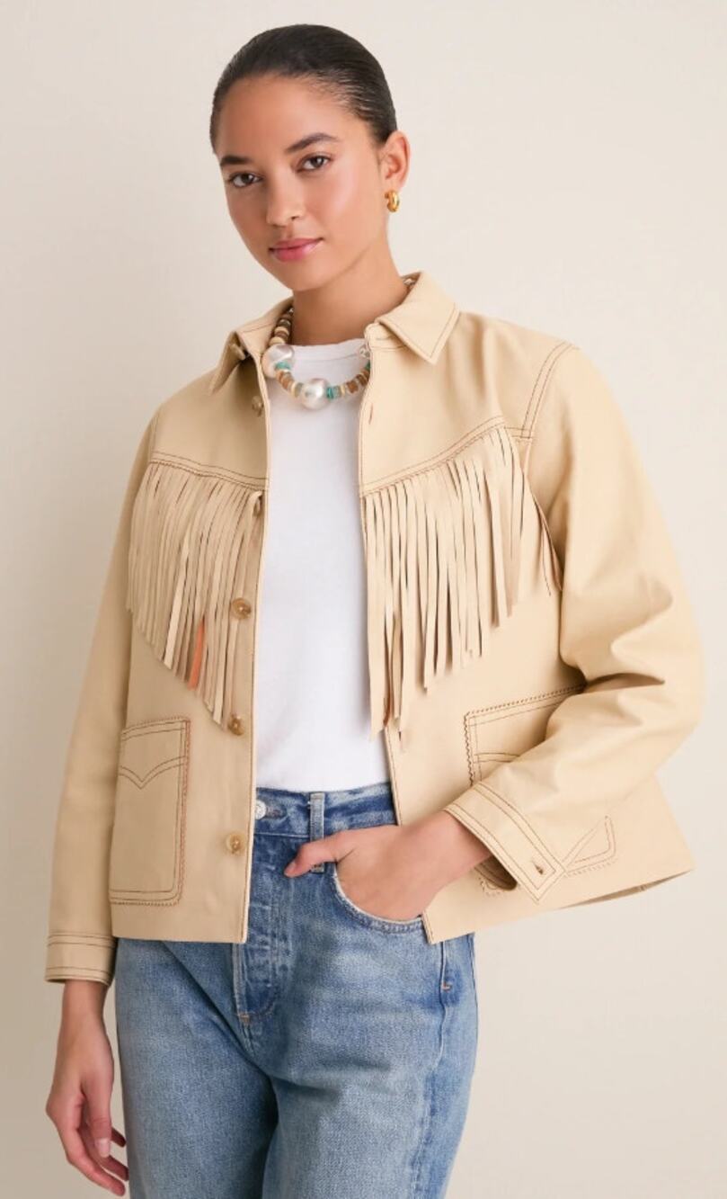 The Great Toasted Almond Leather Fringe Jacket Size 2 / US Medium Western